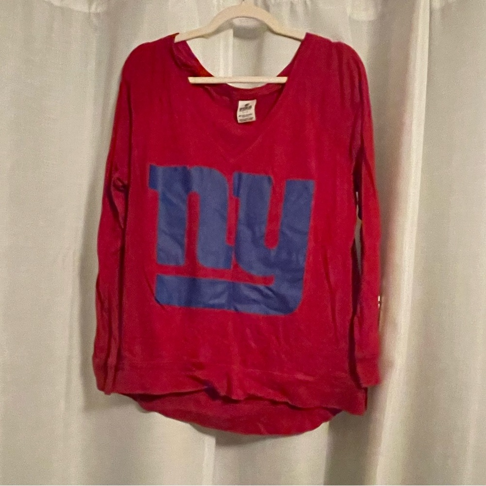 NY Giants Victoria’s Secret Pink Long Sleeve Off The Shoulder Top